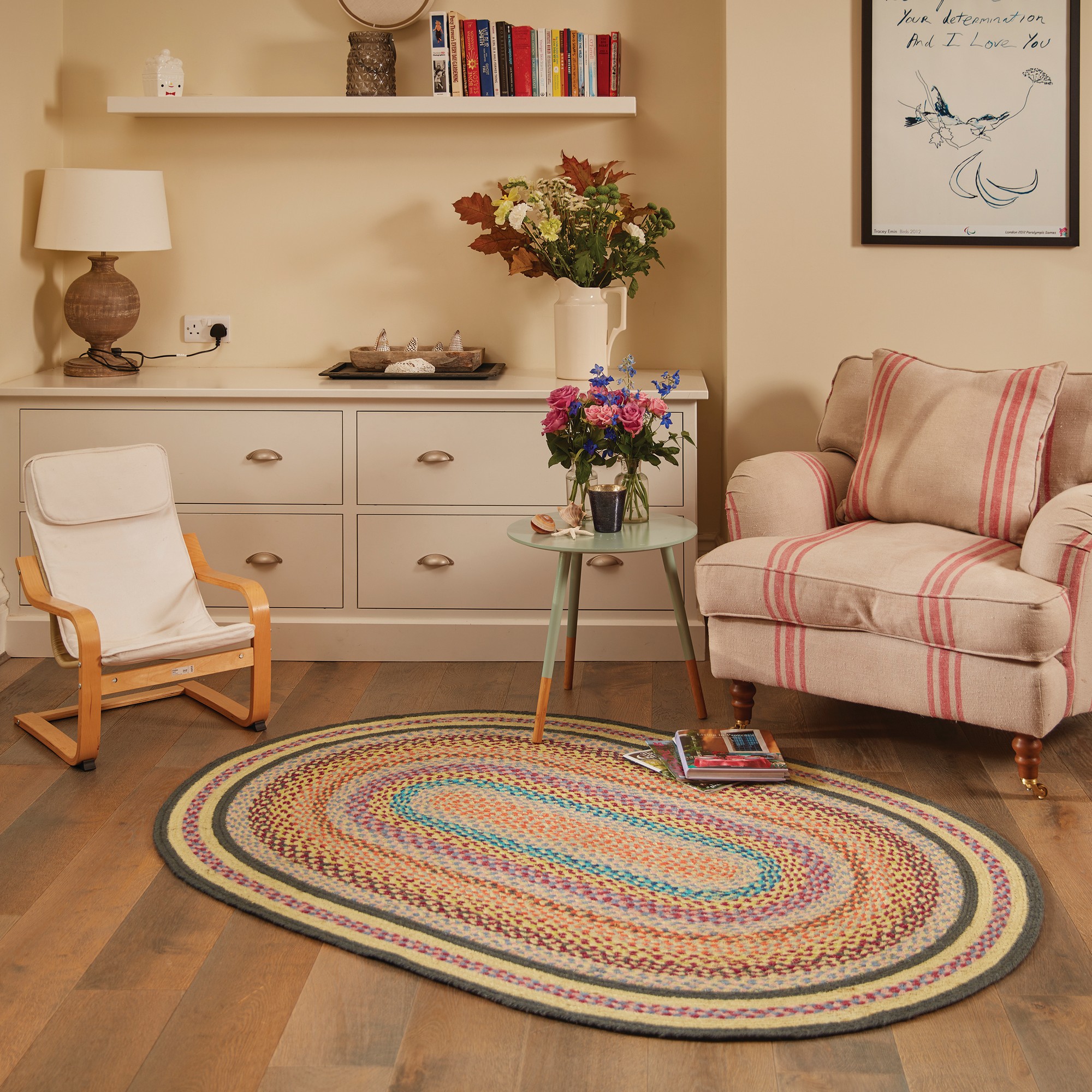 Origins Jute Extra Colourful Oval Rug In Multi